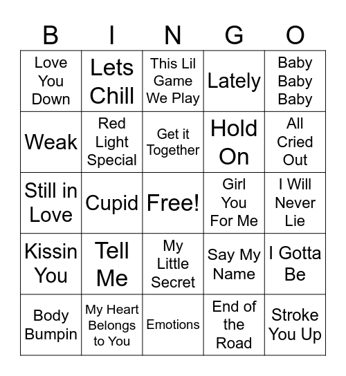 R & B BINGO Card