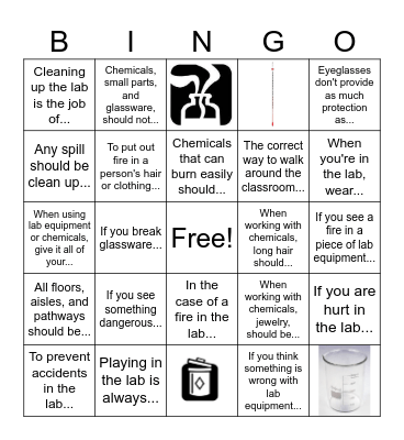Lab Safety Bingo Card