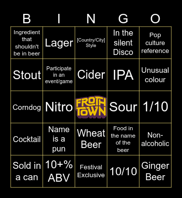 Froth Town Beerngo Bingo Card