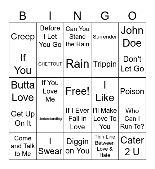 R & B BINGO Card