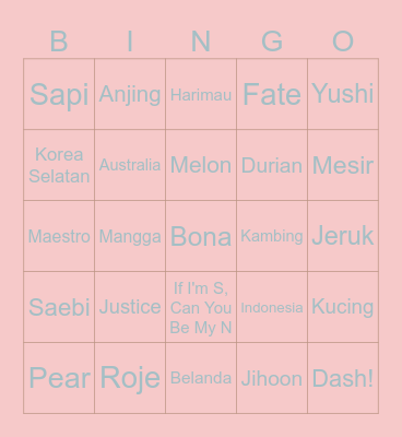 BINGO bodna 🐰 Bingo Card