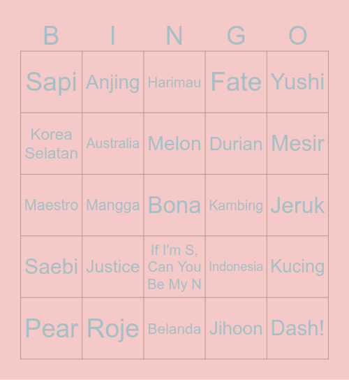 BINGO bodna 🐰 Bingo Card