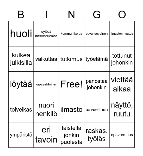 Generation Z Bingo Card