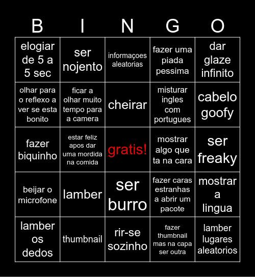 Bingo freaky do Capitao aos Molhos Bingo Card