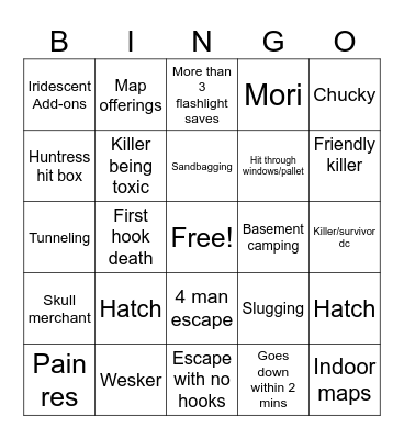 Dbd Bingo Card