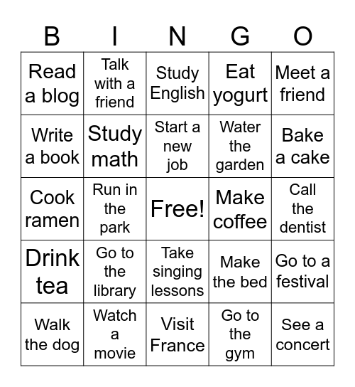 What were you doing? Bingo Card