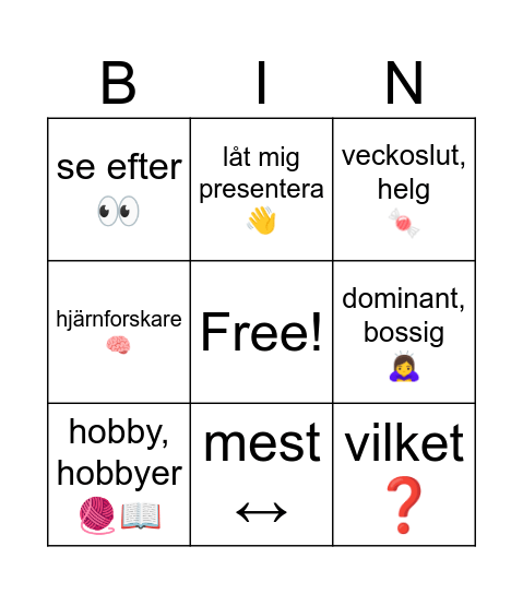 Big Apple Girl - glosor Bingo Card
