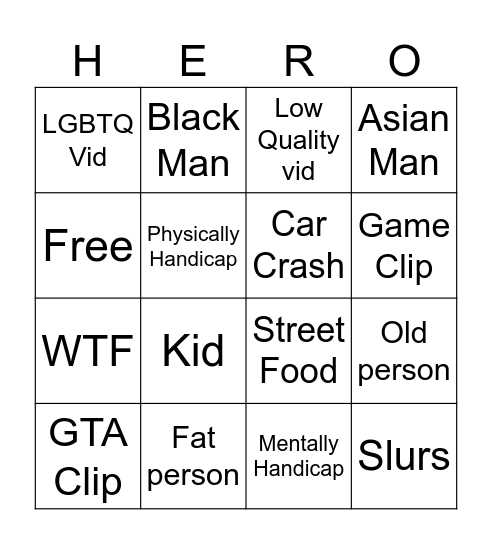 MHA BINGO CARD Bingo Card