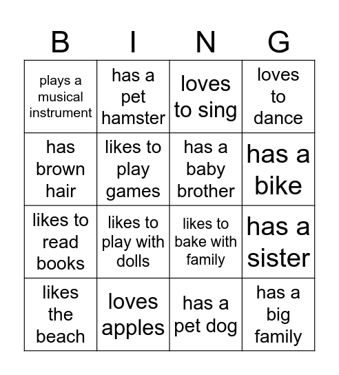 Name Bingo Card