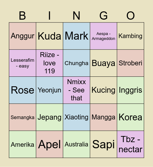 Haewornz's Bingo Card