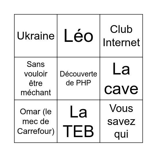 Bingo Pierre Bingo Card