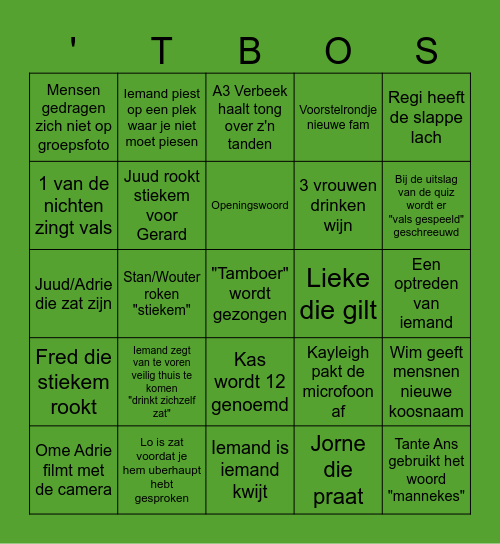 Bos Feesten Bingo Card