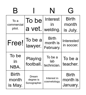 Scavenger Hunt Bingo Card