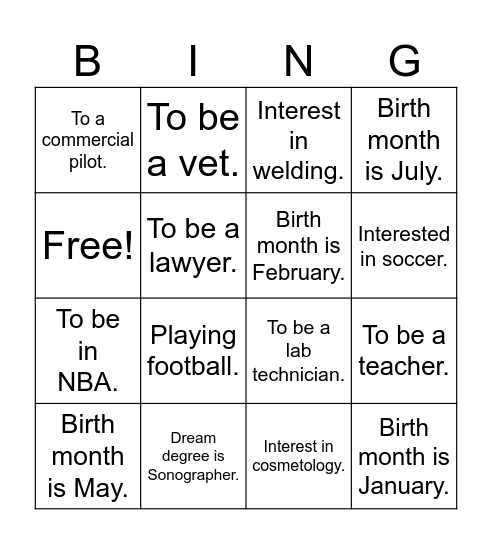 Scavenger Hunt Bingo Card