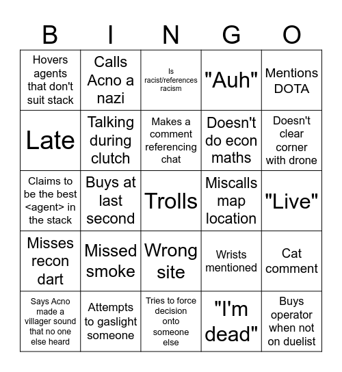 Light Bingo Card