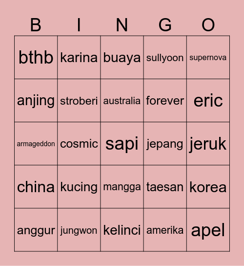 PUNYA JUNGWOF Bingo Card