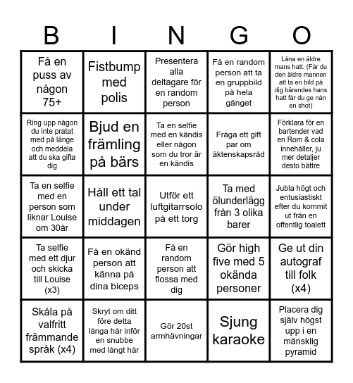 Rasmus svensexa - Bingo Card