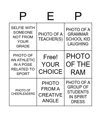 Yearbook Photo Scavenger Hunt Bingo Card