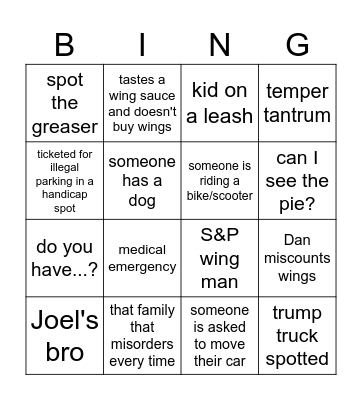 Fair Bingo Card
