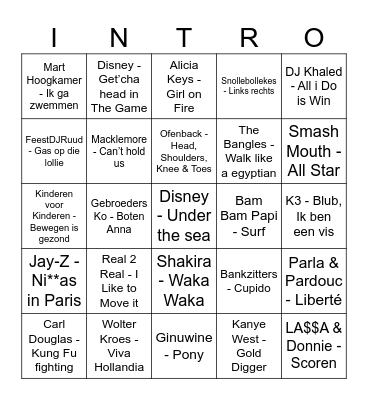 OLYMPIC MUSIC BINGO Card