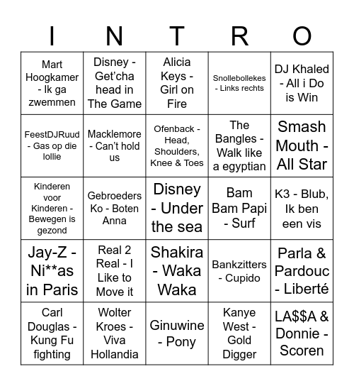 OLYMPIC MUSIC BINGO Card