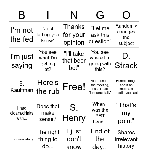 JJ Bingo Card