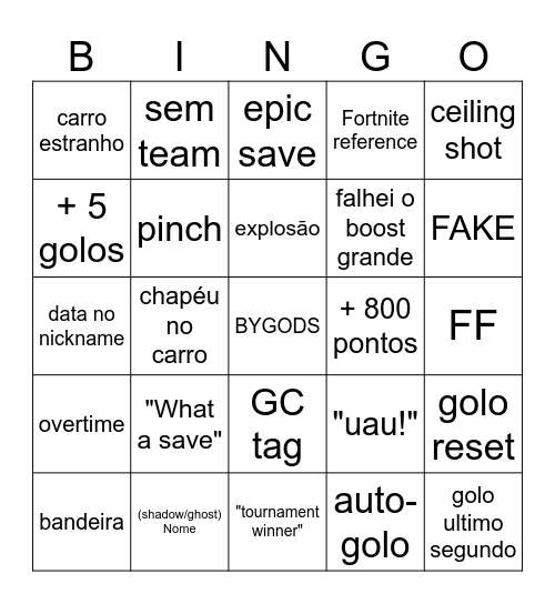 Bingo do Bygods Bingo Card