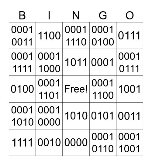 Binary Bingo Card