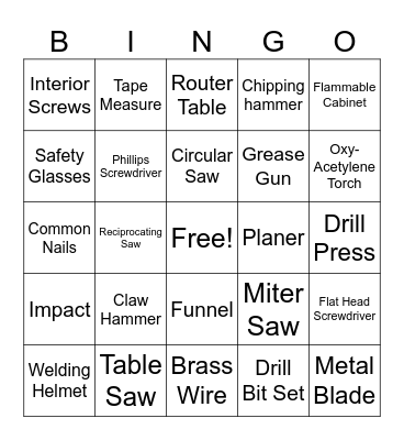 Ag Mech Lab ID Bingo Card