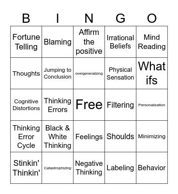 Thinking Errors Bingo Card