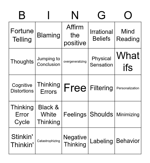 Thinking Errors Bingo Card