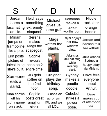 SYDNEY BDAY BINGO KACHINGO Bingo Card