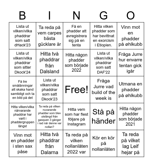 Carpe Noctem Bingo Card