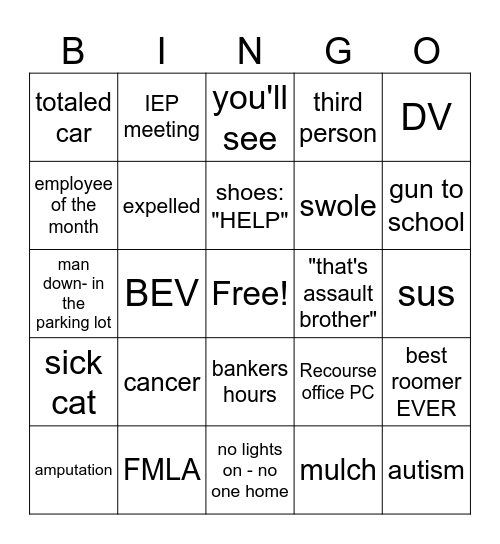 JenNGo Bingo Card