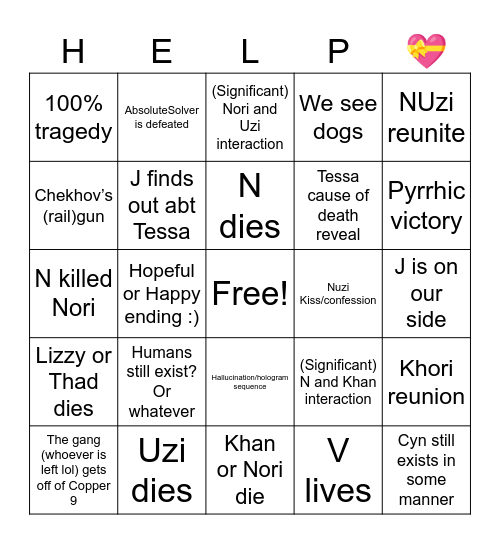 We Are Going To Die Bingo Card