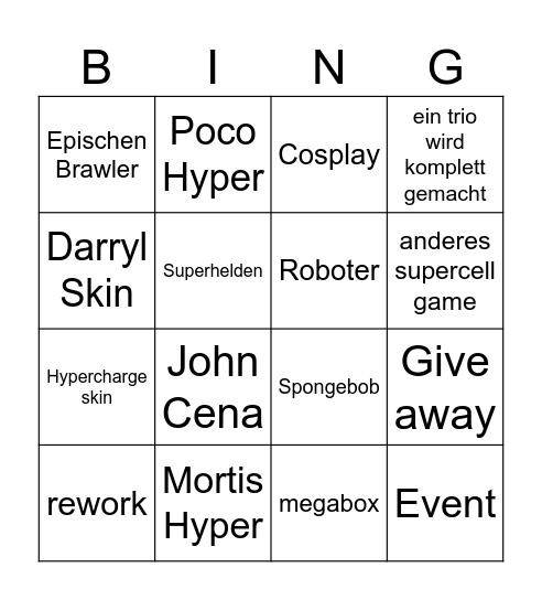 Brawl talk September/oktober Bingo Card