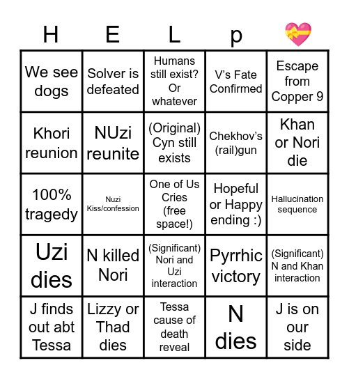 We Are Going To Die Bingo Card