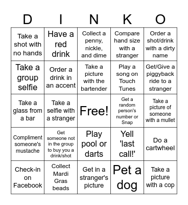 Katie's Birthday DRINKO Bingo Card