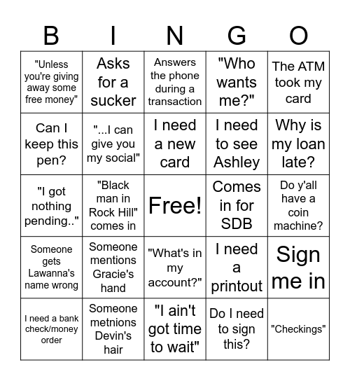 Member Bingo Card