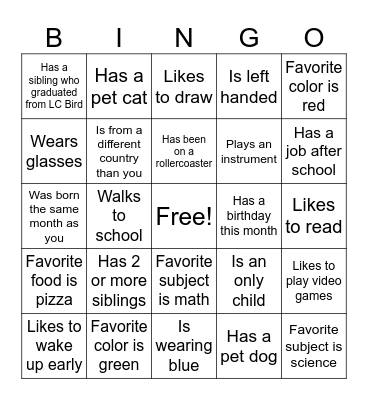 Find someone who... Bingo Card
