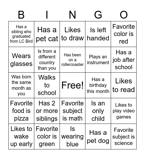 Find someone who... Bingo Card