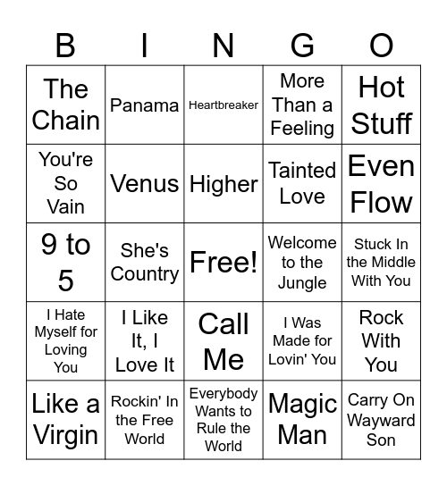 Singo #1 Bingo Card