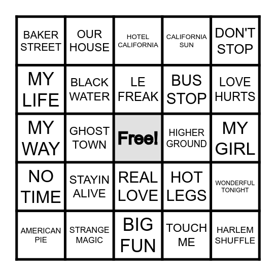TWO WORDS Bingo Card