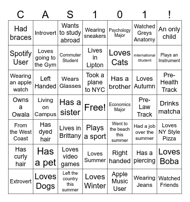CAS 101 Bingo Card