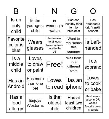 Ice-Ice Breaker! Bingo Card