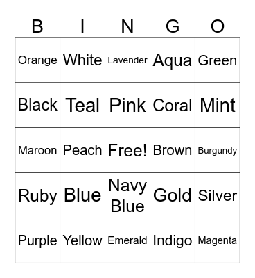 Color Day Bingo Card