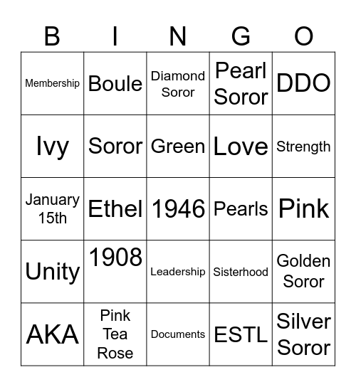 Sisterhood Bingo Card