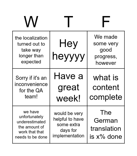 TB Milestone Bingo Card