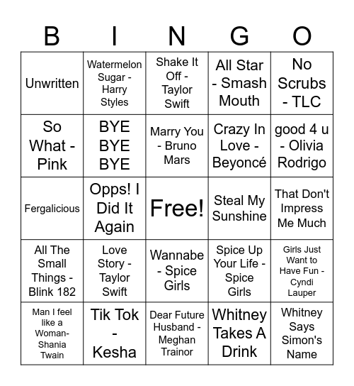 Whitney's Bachelorette Bingo Card