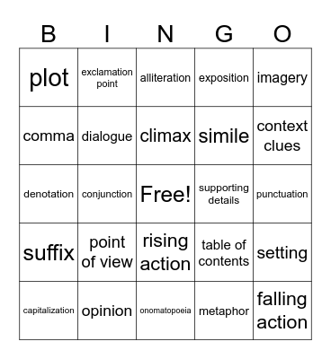 ELA Bingo Card